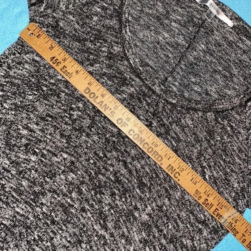 STUDIO M knit tunic sweater stretchy lightweight heather black gray size S